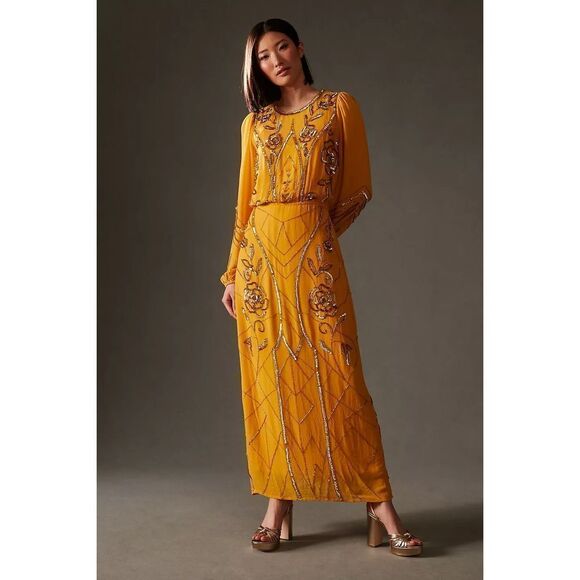 Anthropologie Let Me Be Juliet Sheer Maxi Dress Size MP - Picture 1 of 9